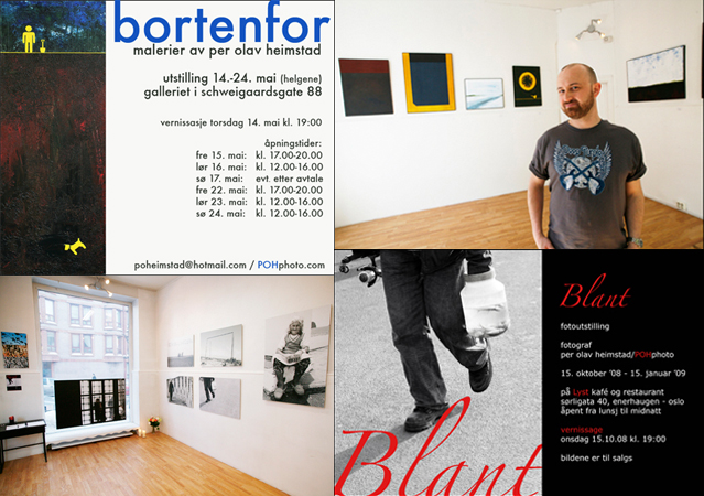 Photo of Posters and interior shots from two gallery exhibitions, Schweigaardsgt. 88, Oslo, 2009.